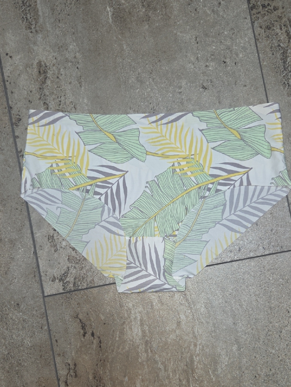 Nearly Nude Tropical Leaf Hipster Panty in White, Green, Yellow